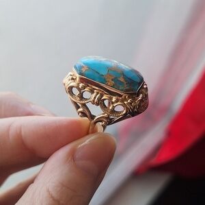 Nicki Butler Bronze Collection Statement Ring Size 9 Turquoise Look HSN Rare